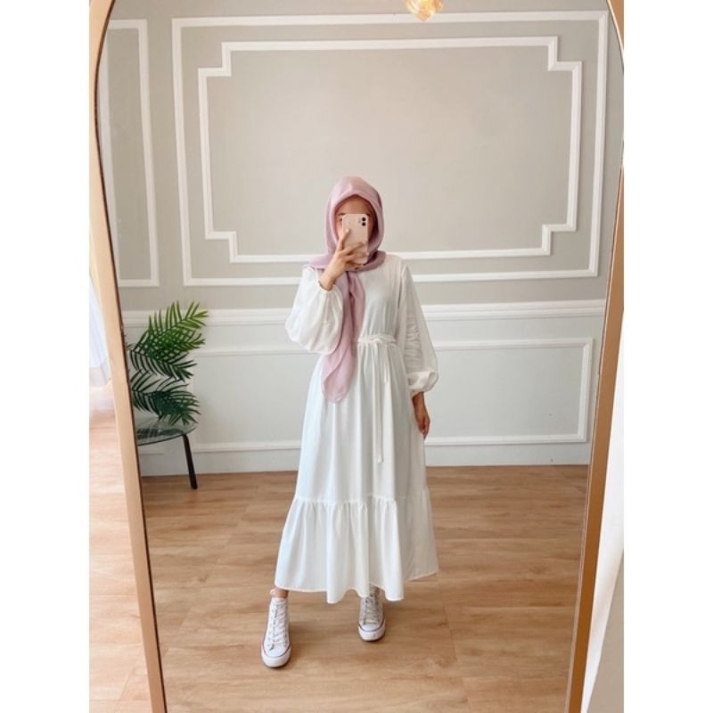 MIDI DRESS KOREAN STYLE LILY CRINCLE AIRFLOW MIDI KOREAN LOOK REMAJA