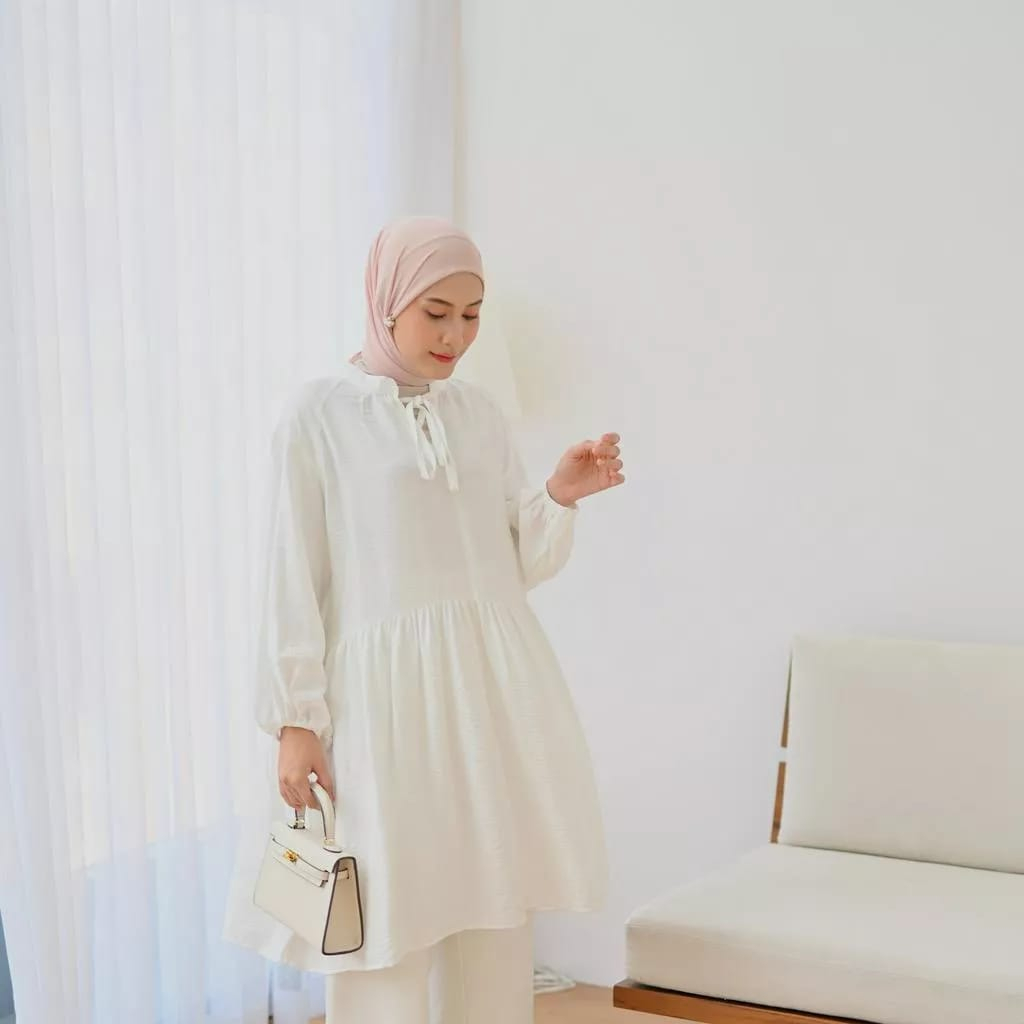 Anneth Tunik BAHAN POLO LINEN JUMBO XL-XXL - Baju Lengan Panjang Tunik Best Seller - Atasan Wanita Kekinian - BAJU BLOUSE WANITA JUMBO BIG SIZE TO XXXL