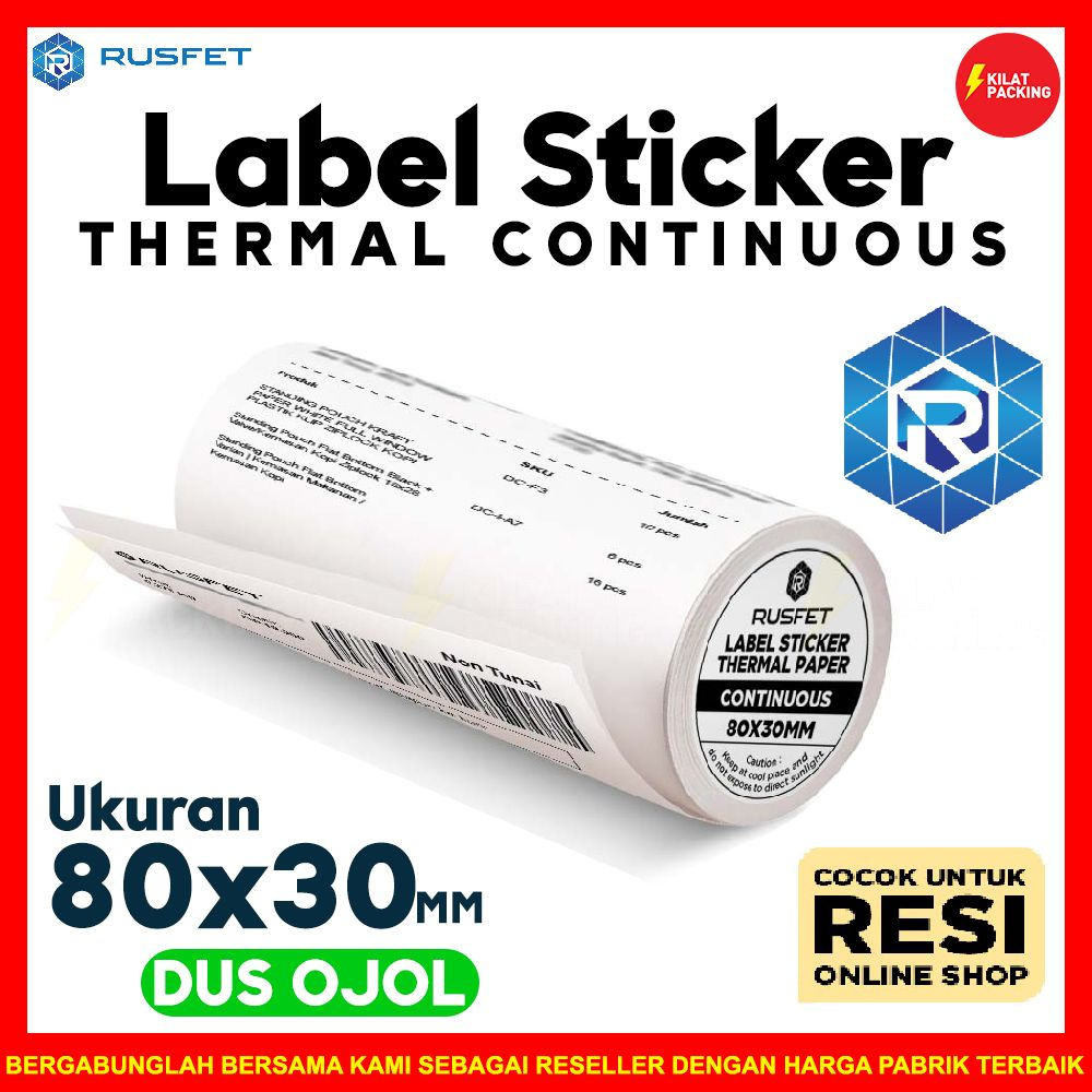 

Label sticker stiker thermal continuous rusfet 80x30 lebel dus ojol