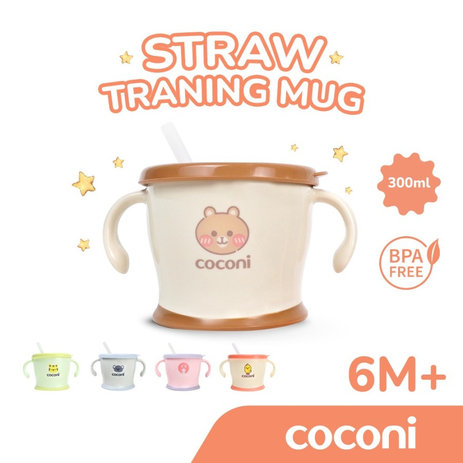 COCONI Early-age Straw Training Mug | Gelas Sedotan Bayi Anak | push straw cup de mug