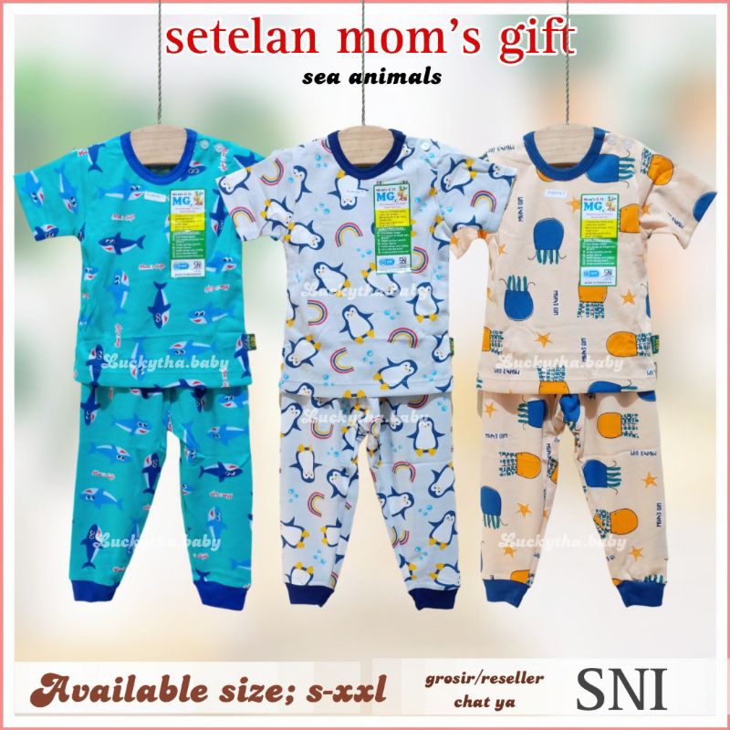 setelan Mom's gift cpr motif Dino,pinguin,shark,ubur-ubur,playing circus -piyama anak momgif - piyama CPR anak laki-laki &amp; perempuan- mom's gift - setelan anak momgift CPR  playing circus