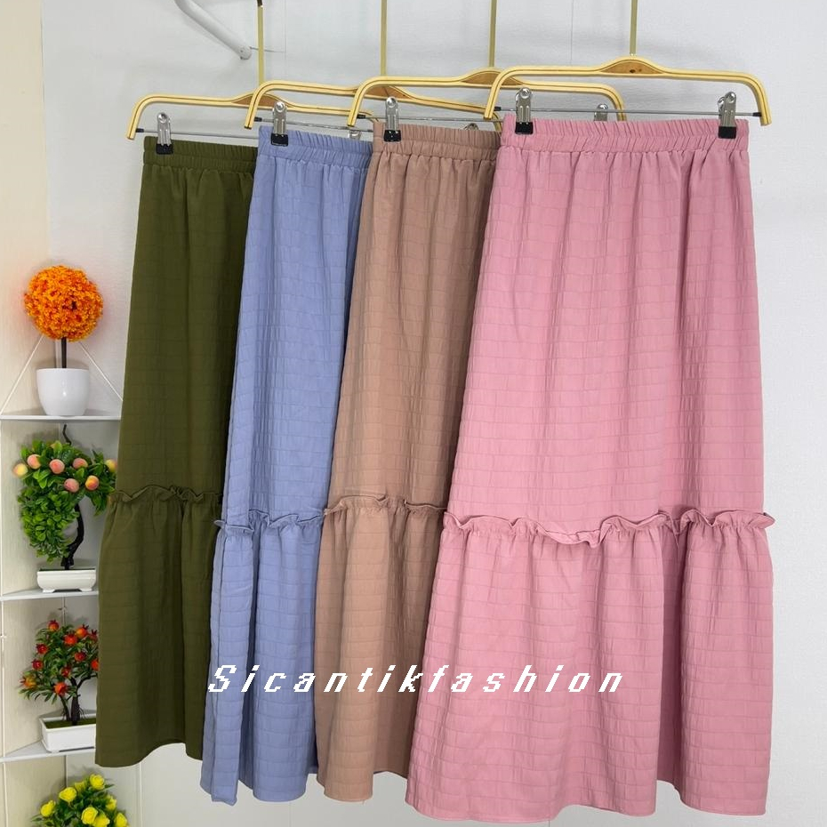 Rok Wanita Panjang // Rok Wanita Korean Style // Rok Cotton Crinkle