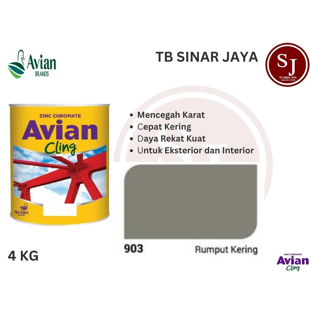 AVIAN CLING ZINC CHROMATE CAT DASAR BESI KEMASAN 4KG - 903 RUMPUT KERING