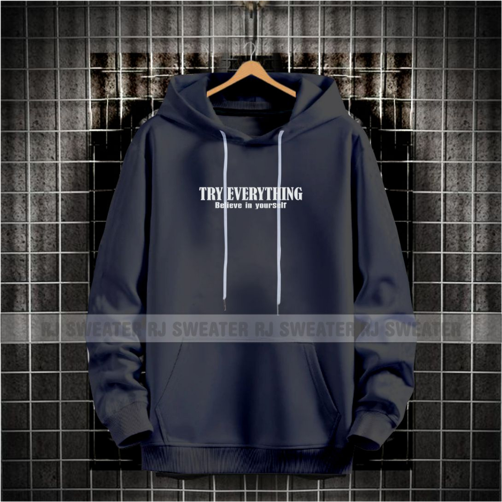 Sweater hoodie pria TRY EVERYTHING terbaru / hoodie pria kekinian kwalitas distro