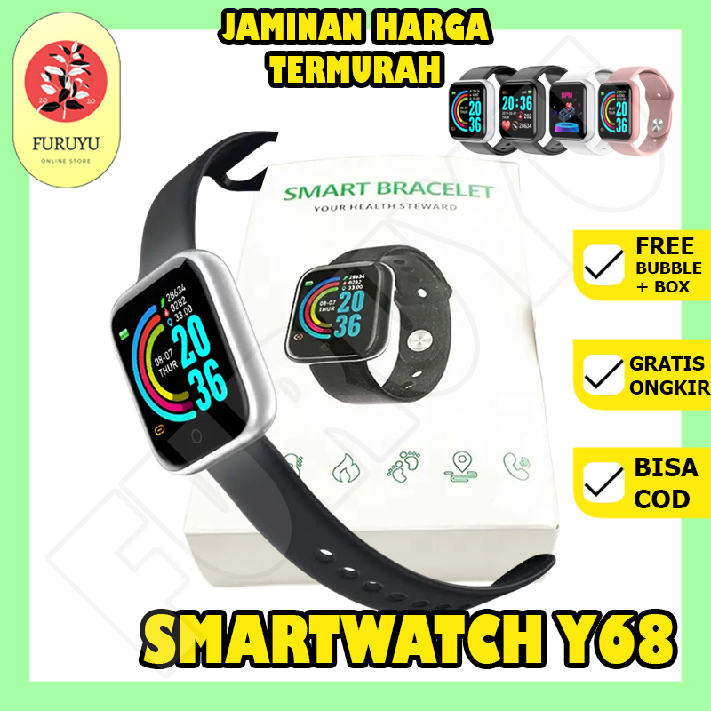 Smartwatch Smart Watch Y68 Sport Sporty Bluetooth Touchscreen Amoled Display Waterproof Jam Tangan Olahraga Pintar Digital Layar Sentuh Anti Air Pengukur Detak Jantung Langkah Kaki Kalori Tekanan Darah Pelacak Kebugaran Fitness Tracker Unisex Pria Wanita