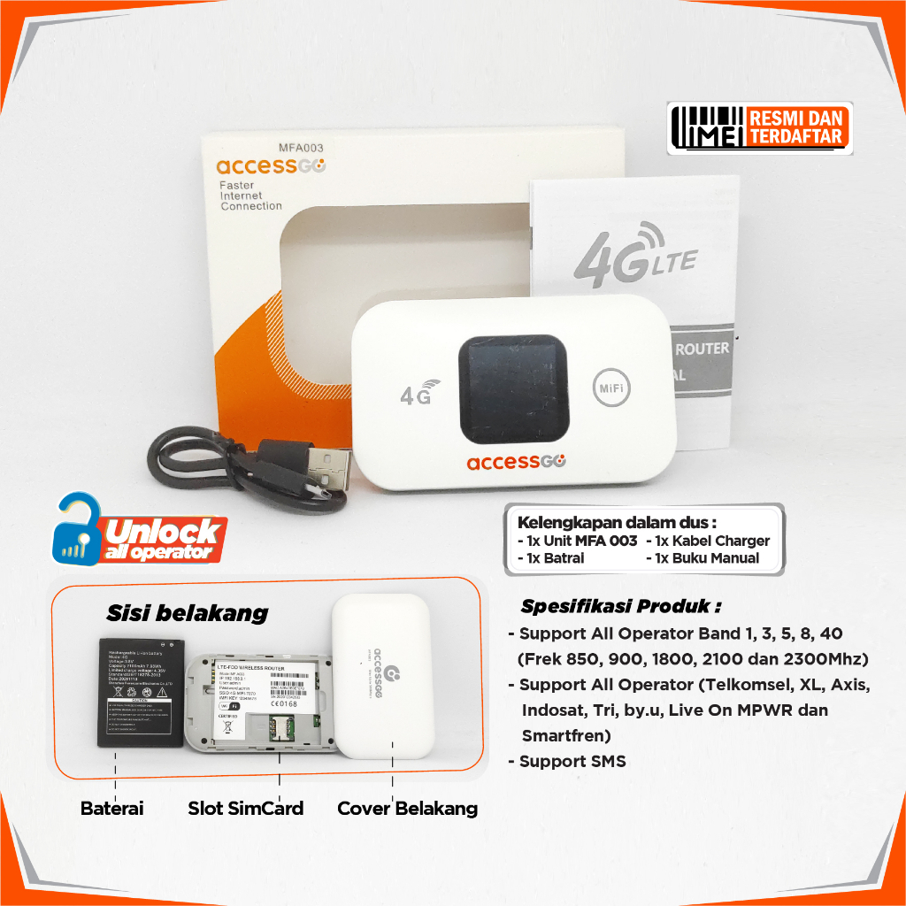 Modem wifi AccessGo MiFi MFA-003 4G With Display All Operator GSM SMARTFREN