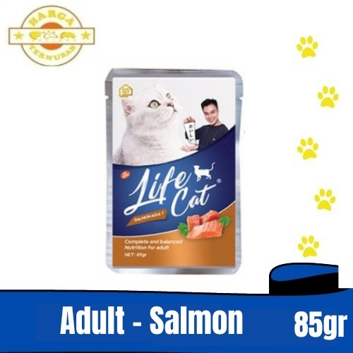 Life Cat Pouch Adult Salmon Makanan Kucing Basah 85gr