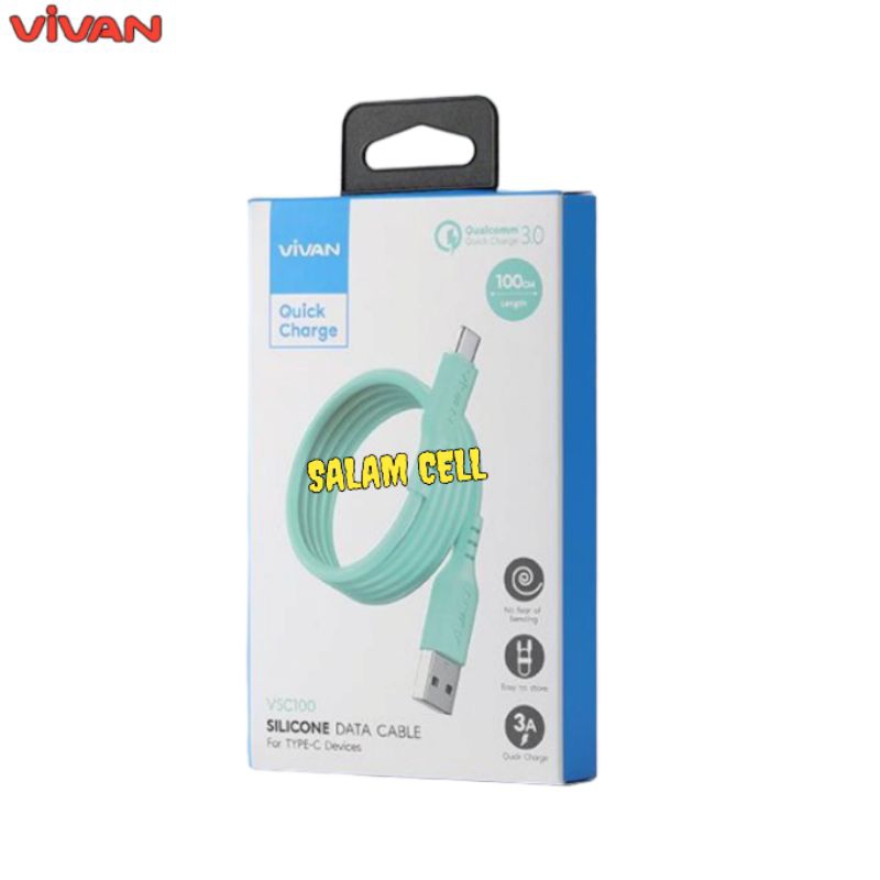 Kabel Data Type-C VIVAN VSC100 3A Quick Charge Original Garansi Resmi