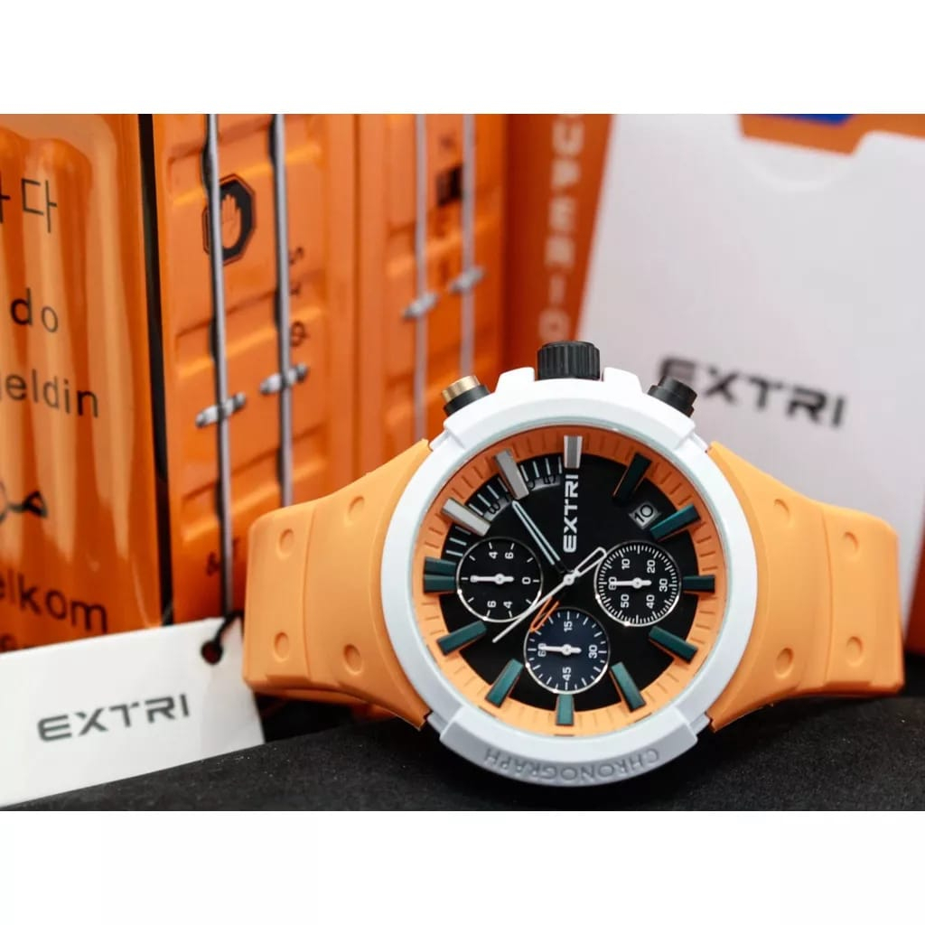 Jam Tangan EXTRI Original Rubber Strap Chronograph Water Resist