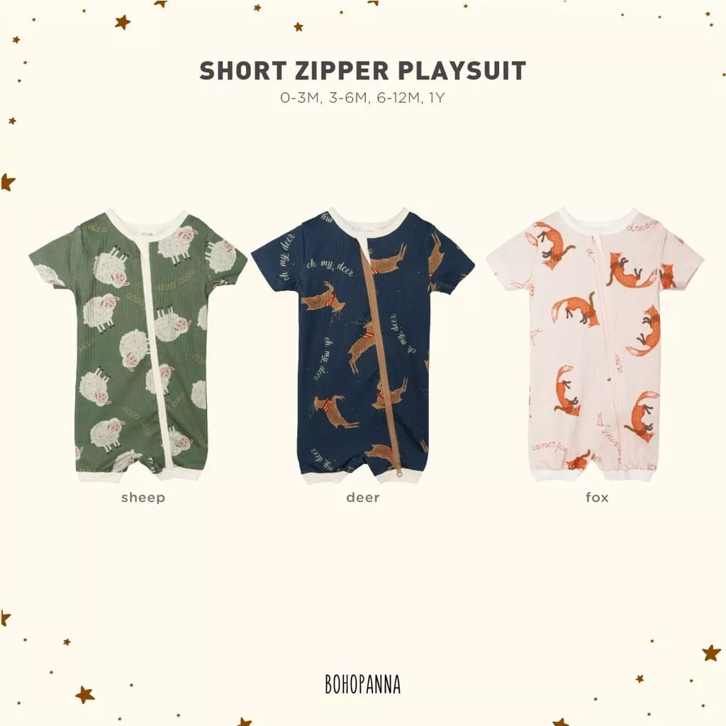 Bohopanna Short Zipper Playsuit - Romper Anak 1pcs (RANDOM) BHB-SZP