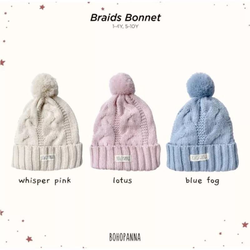 Bohopanna Braids Bonnet Rajut - Topi Rajut 1pcs (RANDOM) BHB-BB