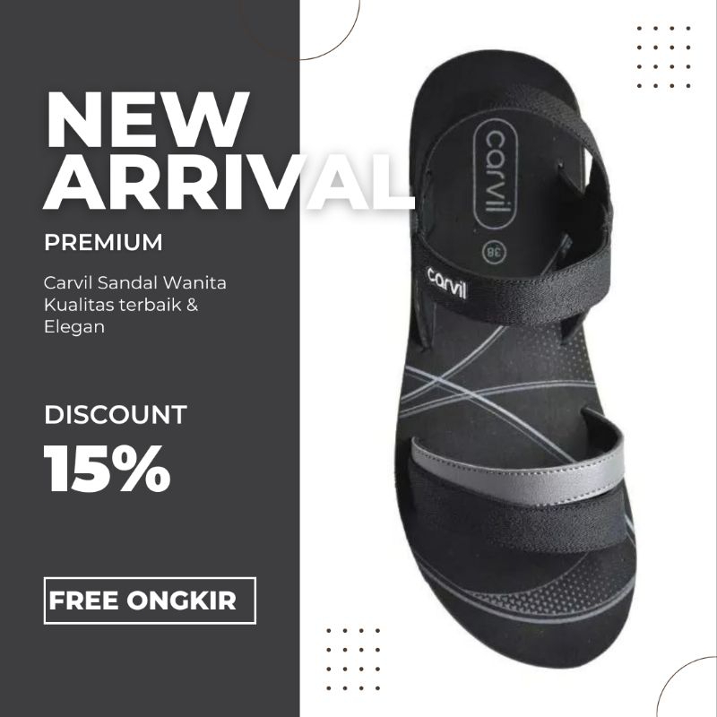CARVIL Sandal Wanita Original 100% Sendal Perempuan Dewasa Remaja Tali Belakang Kekinian Terbaru Mur