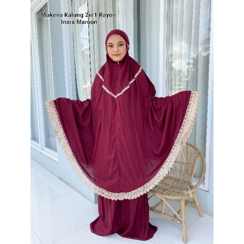 Mukena Rayon Jumbo Kalung 2in1 Polos Inara