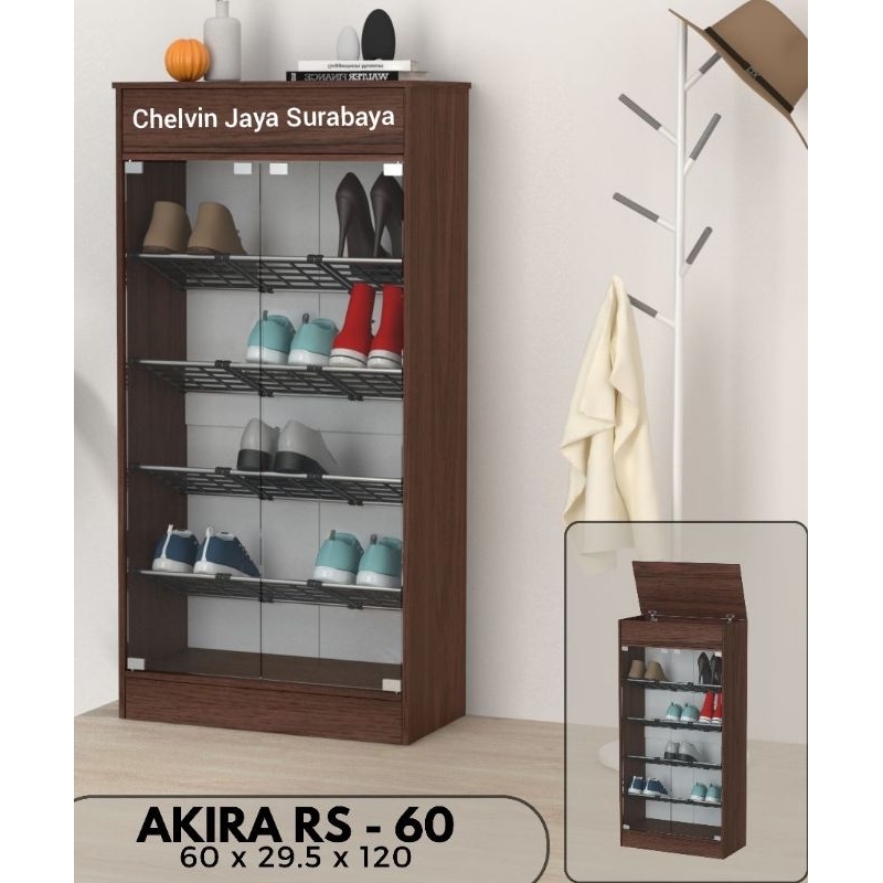 Lemari Rak Sepatu 12 Pasang, 2 Pintu kaca