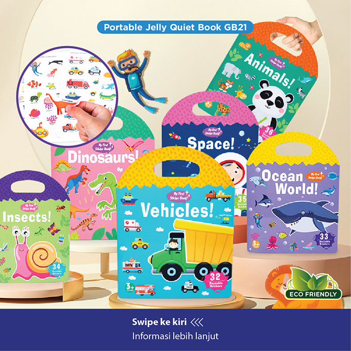 Mainan Edukasi - DIY Magic Sticker Painting HW1100 - Mainan Sticker - Portalbe Jelly Quiet Book GB21 - Stiker Buku