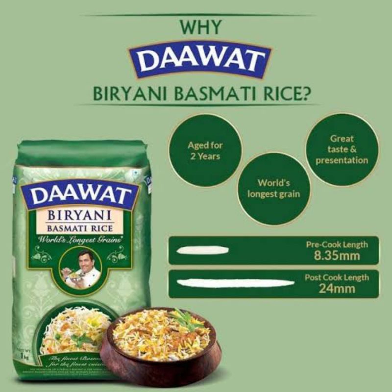 

Daawat briyani basmati rice 1kg