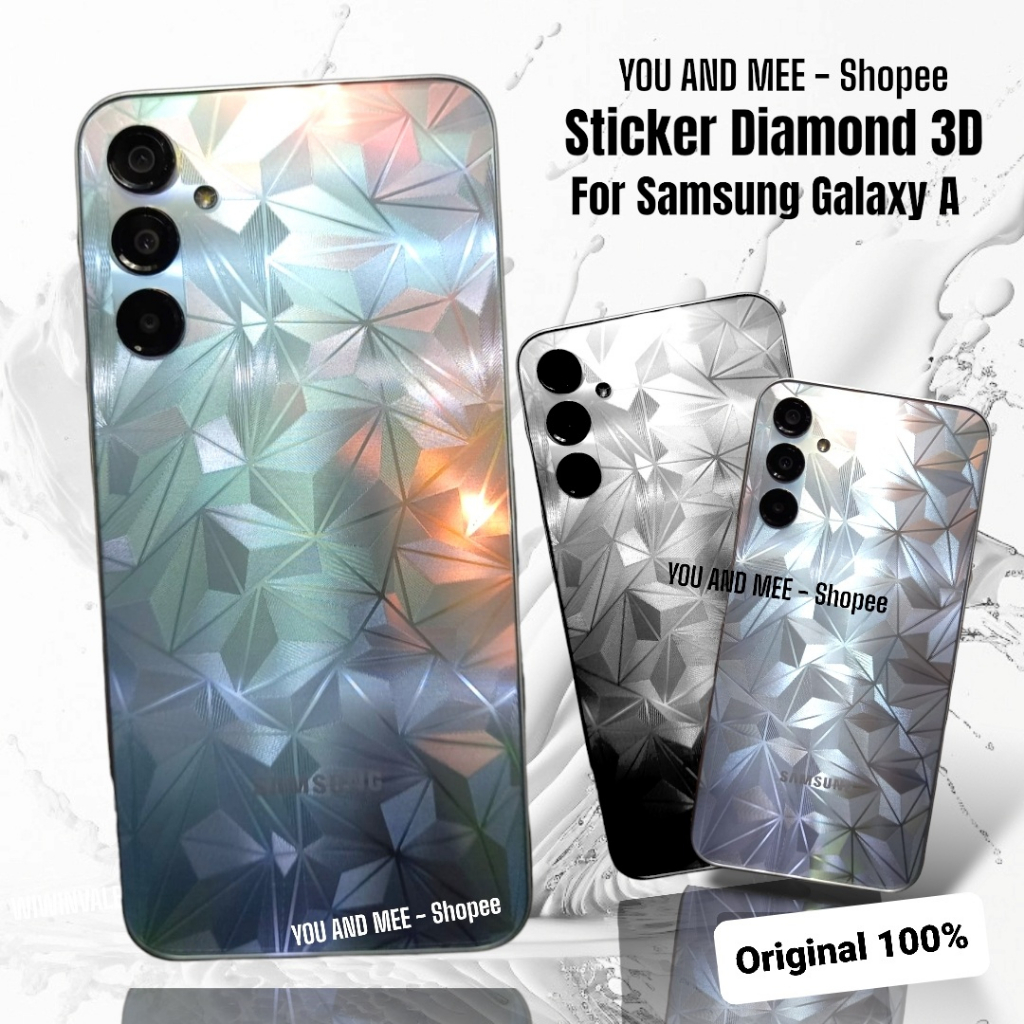 2023 !! 3D Skin DIAMOND Sticker Samsung A24 A54 5G A34 5G A14 5G M14 Garskin Stiker Diamond Anti Jamur Back Belakang A Gores Full Cover Bening Clear Putih Transparent Transparant Transparan White Model Embos Motif Daimond Diamonds Diamond 4D 4G S A 24 34