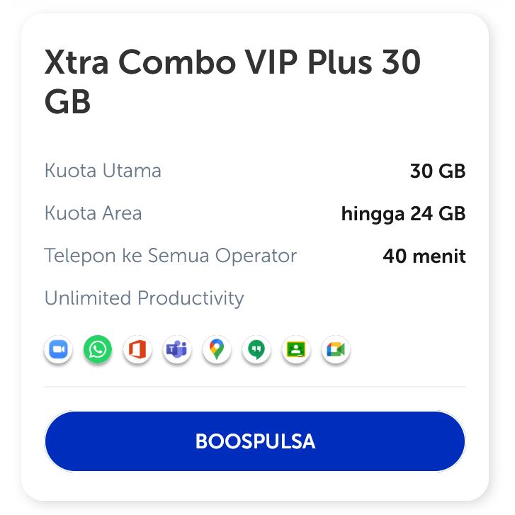 XL XTRA COMBO 15GB Combo Plus 30GB VIP DATA INTERNET 30 hari KUOTA PAKET