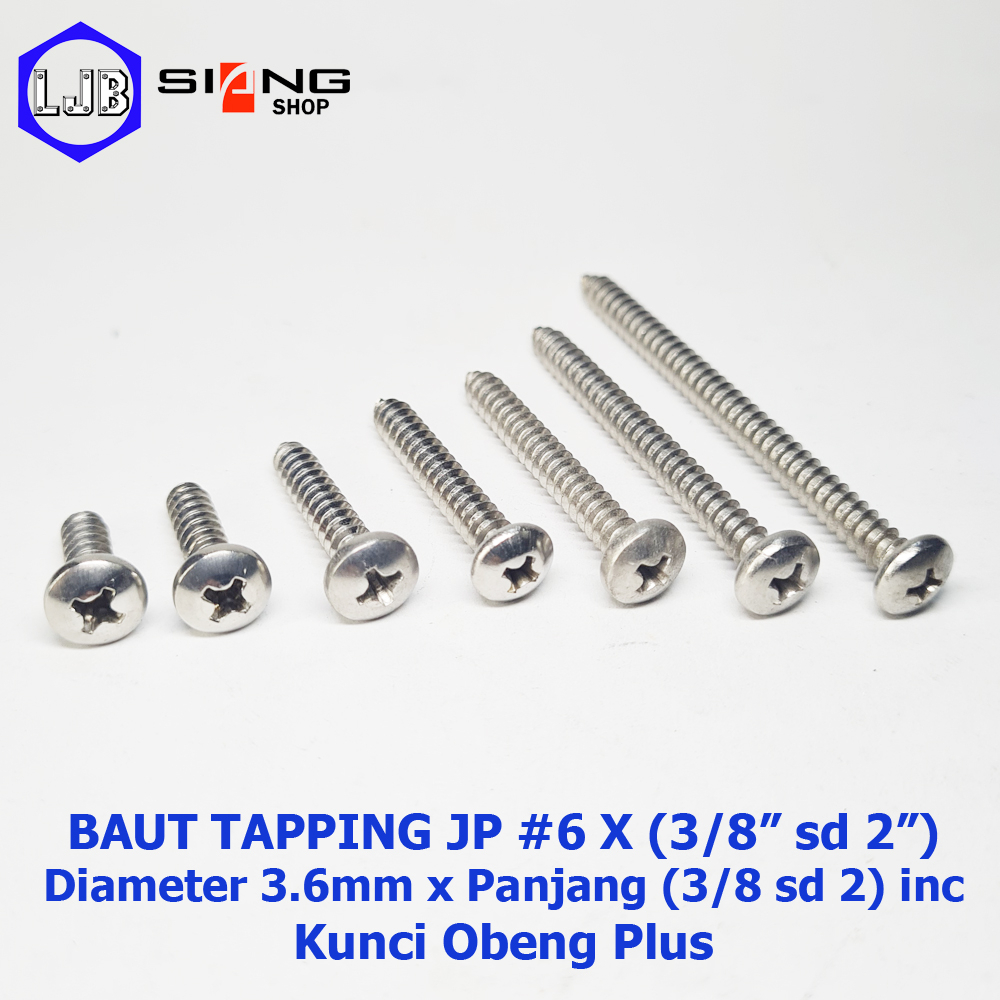 Baut Stainless Sekrup Tapping Screw JP #6