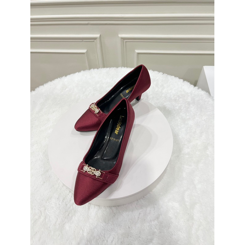 sepatu heel wanita terbaru kekinian pesta LOUISDEAR Heel 3 cm bahan satin