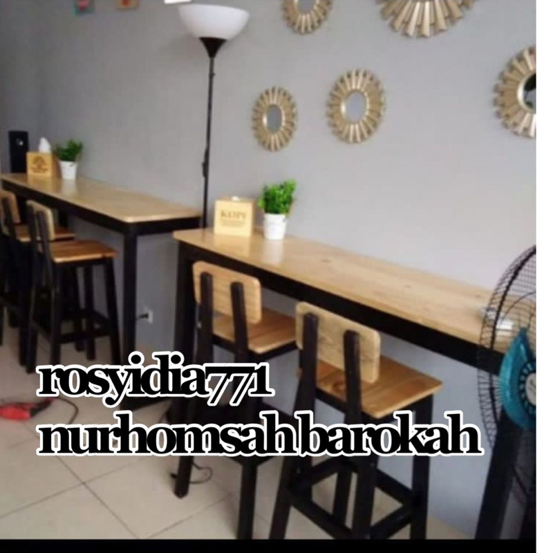 meja bar , bangku bar , meja bar set 1meja 2bangku