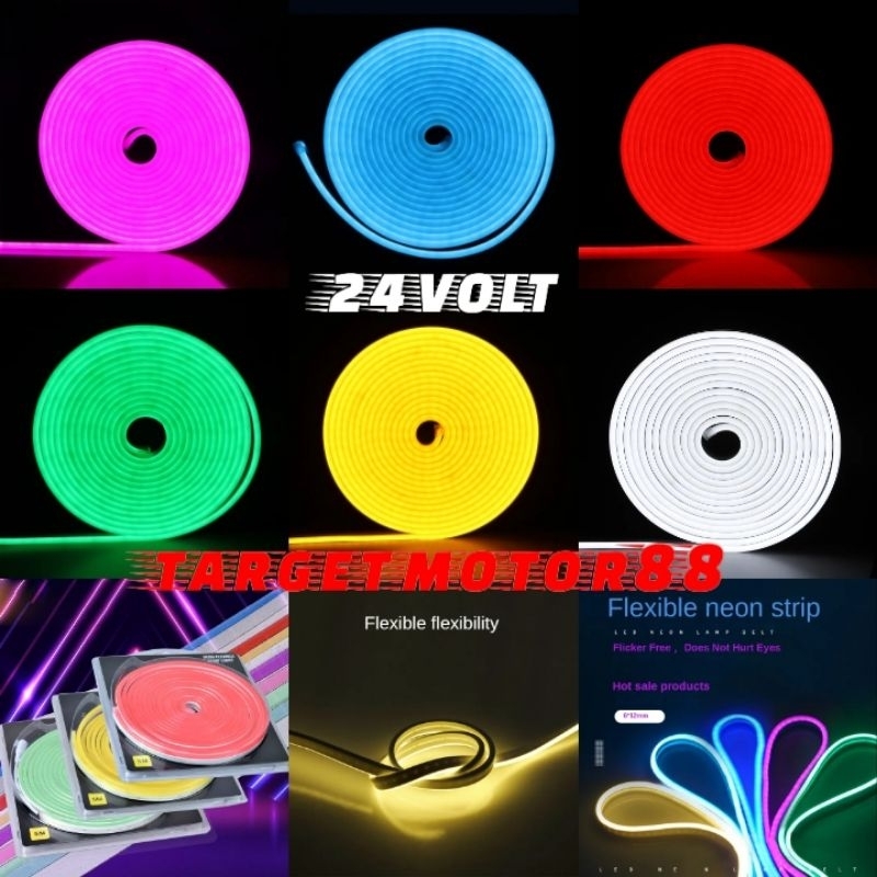 Lampu alis neon 5 meter 24 volt lampu dekorasi mobil rumah Motor serbaguna lampu alis neon