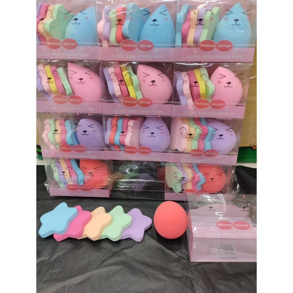 Spon Emoticon Make up 1 Set isi 6 Pcs/ Sponge Foundation Pembersih/Make up Wajah Spons/Beauty Blender