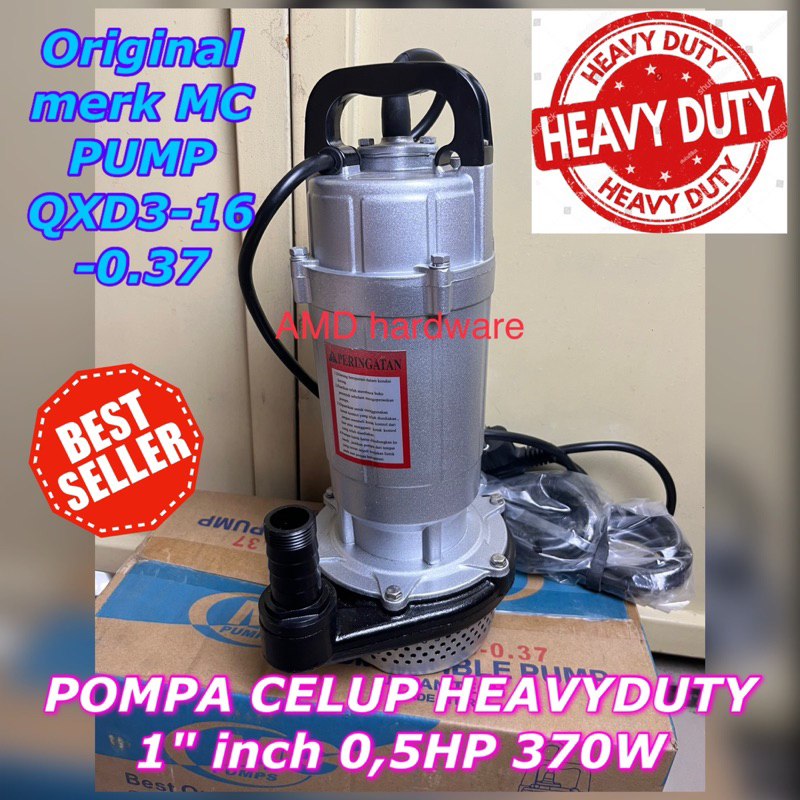Pompa Celup HEAVY DUTY 0.5HP-0,33HP 1"inch Submersible Pump MC 250-370 Watt stainless satelit