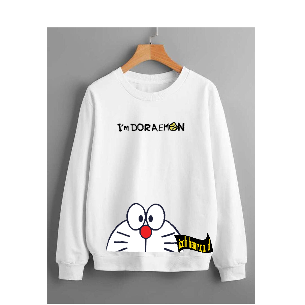 Sweater Wanita Oversize Sweatshirt Motif Doraemon Crewneck Remaja Dewasa Unisex M L XL XXL