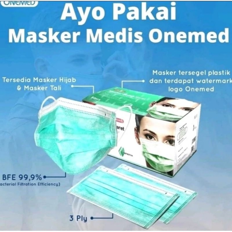 ONEMED - Masker medis earloop 3ply  isi 50pcs per box