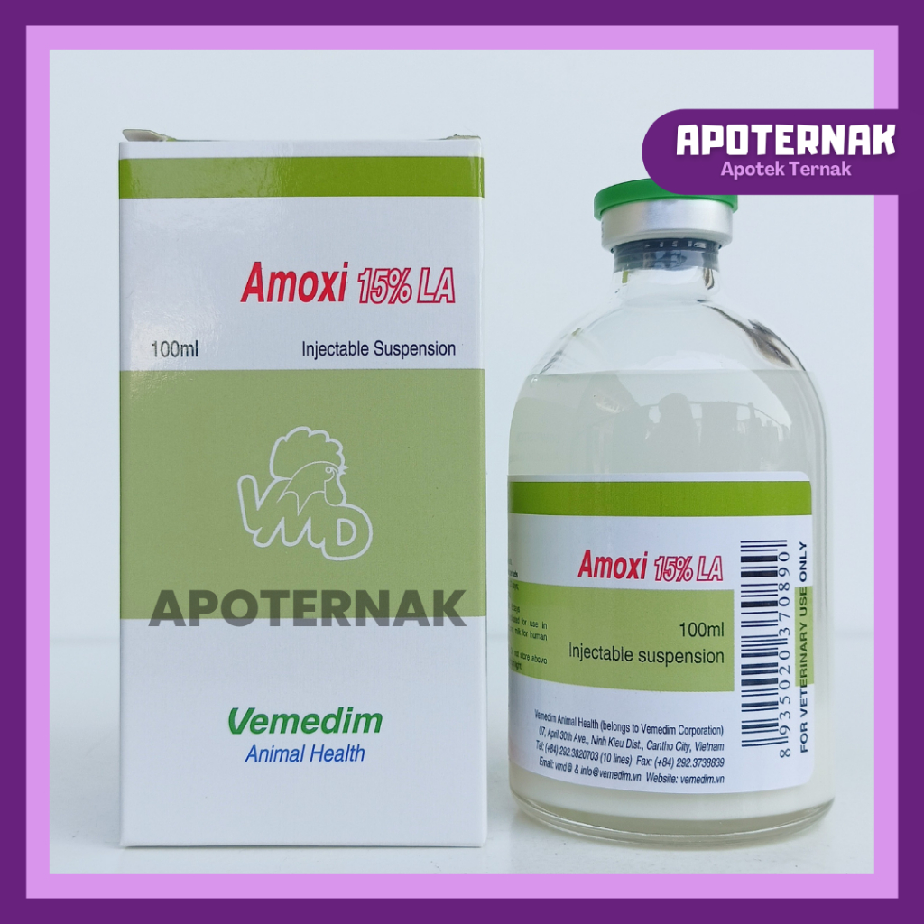 AMOXI 15% LA Vemedim 100 ml | Antibiotik Infeksi Saluran Pernapasan Pencernaan &amp; Infeksi Bakteri Lainnya | Like SK Amox Pantex Amoxy Longamox Intramox