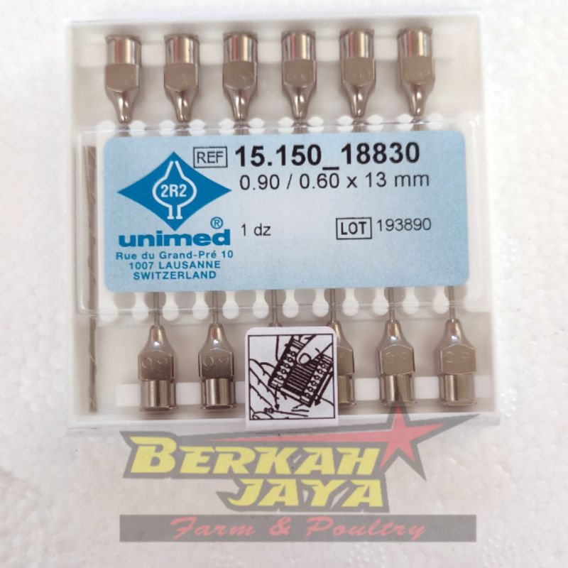 jarum suntik hewan UNIMED  0,9 / 0,6  x 13 mm