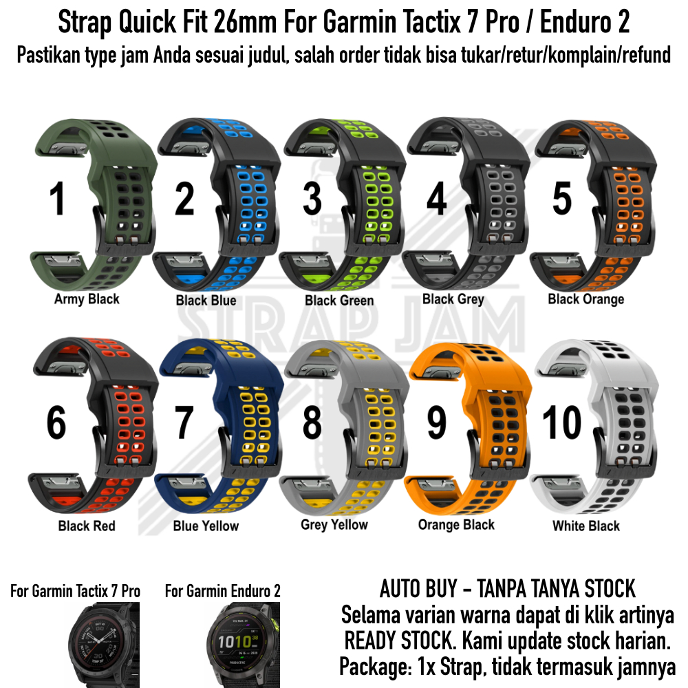 TRD Strap Garmin Tactix 7 Pro / Enduro 2 - Tali Jam Pria Quick Fit 26mm Silikon Rubber Sporty