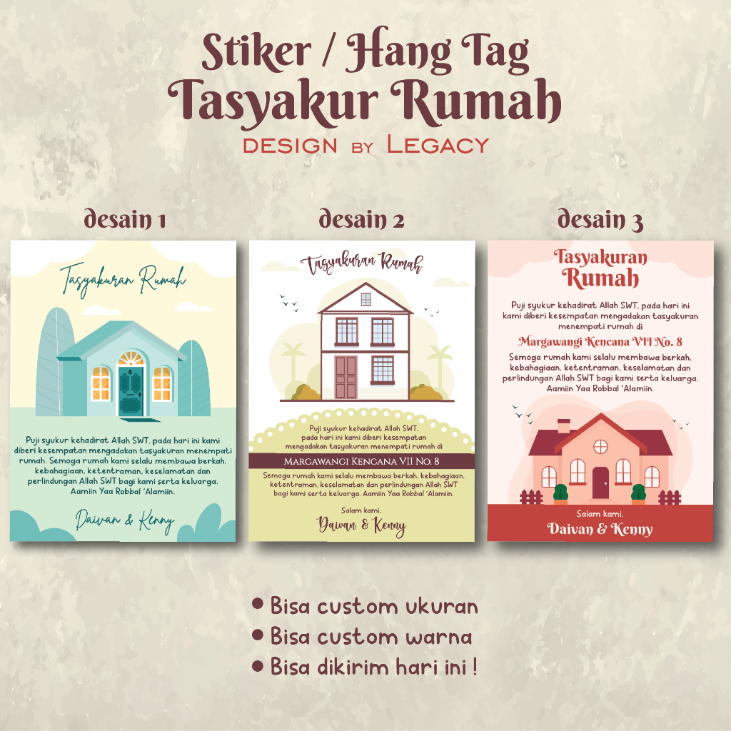 Stiker/ Kartu Syukuran Rumah Baru atau Pindahan Rumah