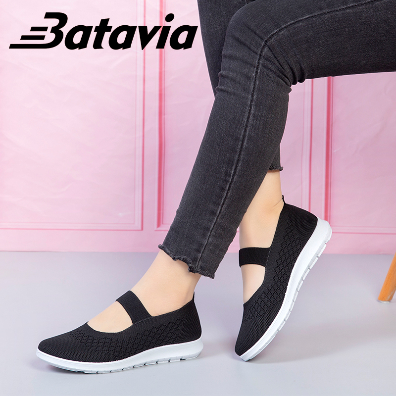 2023 baru sepatu slip on import  flat wanita  rajut premium bernapas   Batavia Shoes Fashion sepatu datar kanvas shoes wanita  A163