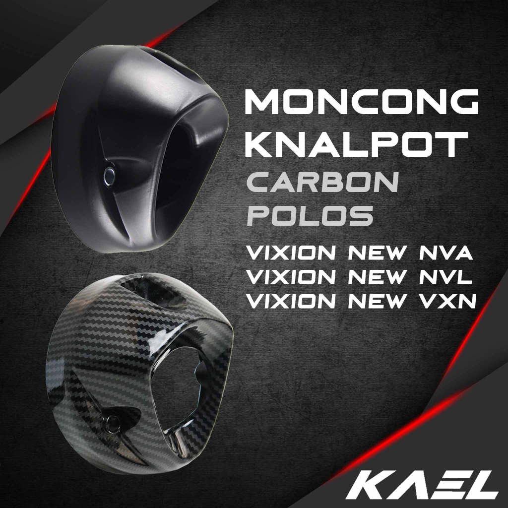 Moncong Knalpot Yamaha Vixion New NVA-NVL-VXN150 Carbon-Karbon-Polos Hitam Cover-Tutup-Tameng-Pelindung Ujung Kenalpot