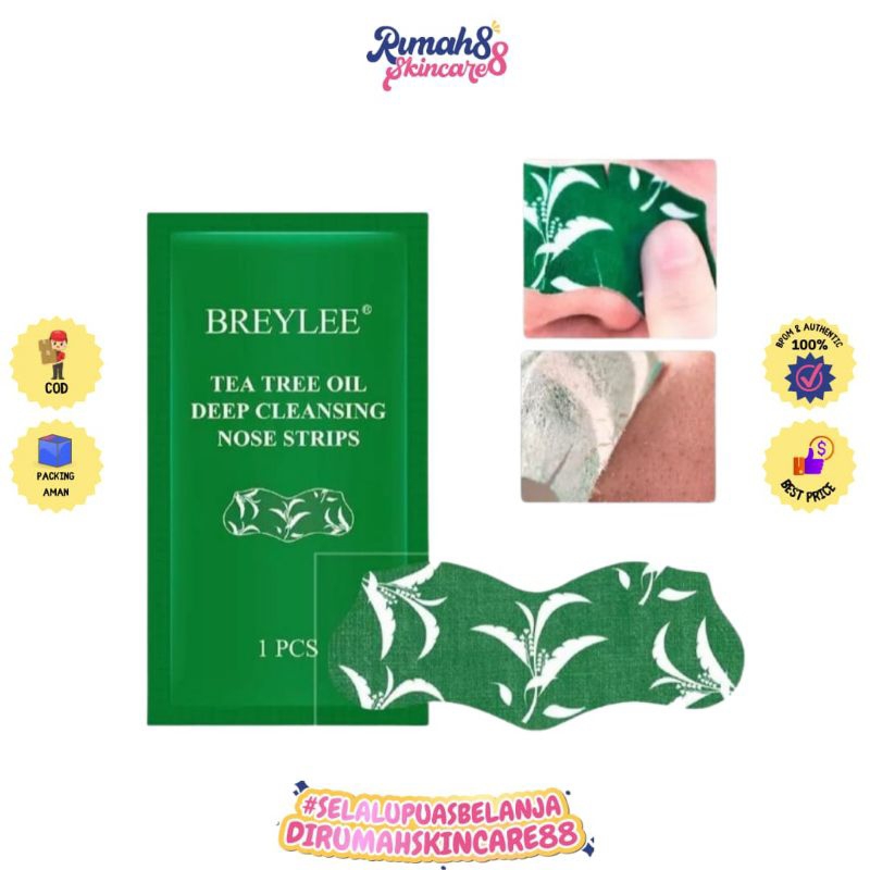 BREYLEE Tea Tree Blackhead Mask Nose Strips - Masker Hidung Pembersih | Pengangkat Komedo (1 Strip)