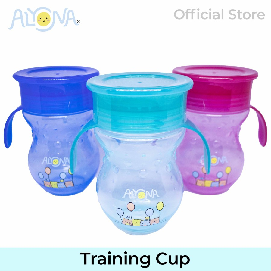 Ktmstore Training Cup 360 Sipper Cup handle botol minum anak Biru ALyona AL-005