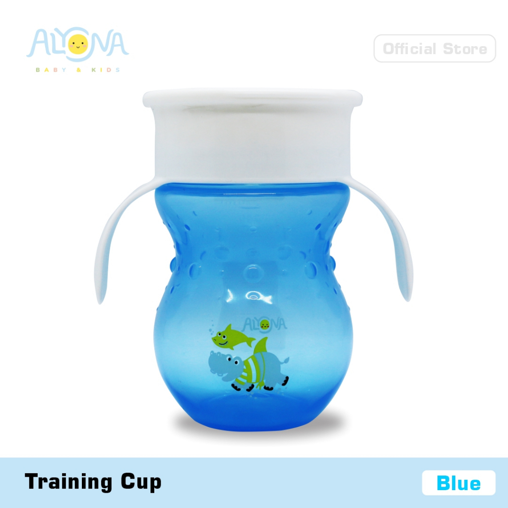 Ktmstore Training Cup 360 Sipper Cup handle botol minum anak Biru ALyona AL-005