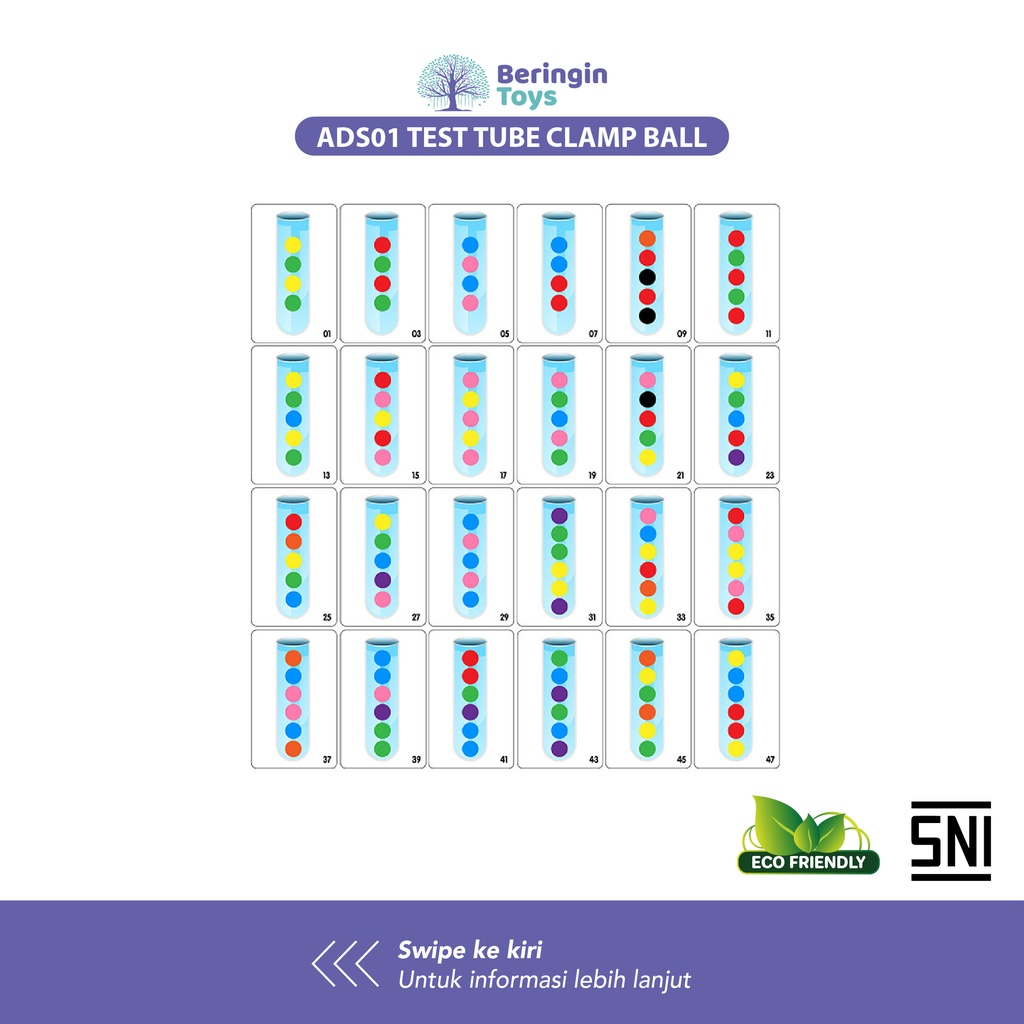 Test Tube Clamp Ball / Puzzle Anak / Board Game / Mainan Anak Anak / Puzzle Matching Color / Mainan Edukasi