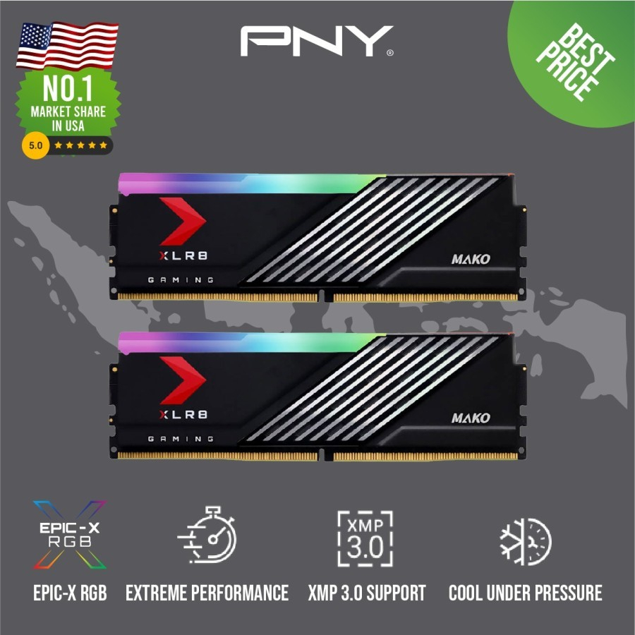 Memory PNY 16GB/32GB KIT XLR8 DDR5 6000MHz MAKO RGB