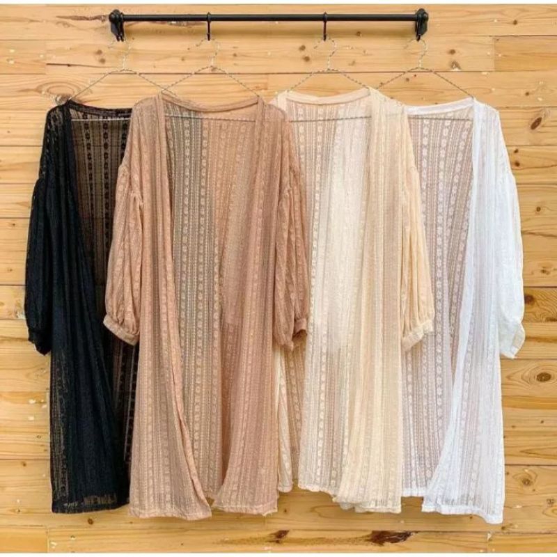 TERBARU LONG OUTER PANTAI BURKAT / Cardigan Burkat Lengan Balon Panjang