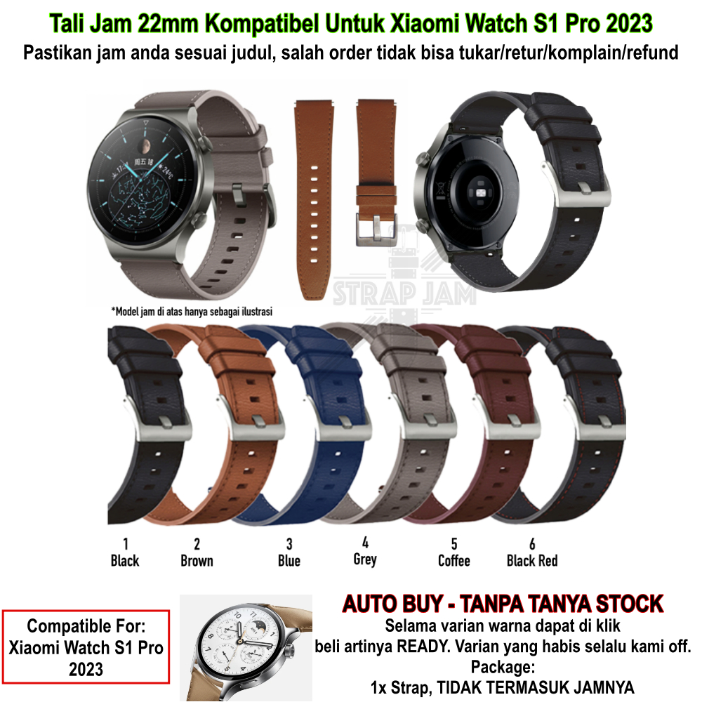 ZGT Tali Jam Xiaomi Watch S1 Pro 2023 - Strap 22mm Leather Kulit Quick Release