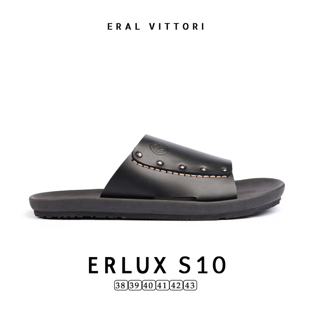 Eral Vittori - Erlux S10 Sandal Pria Kulit Harian Santai Hitam