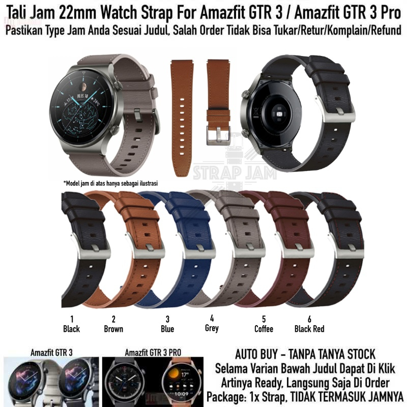 ZGT Tali Jam Amazfit GTR 3 / GTR 3 Pro - Strap 22mm Leather Kulit Quick Release