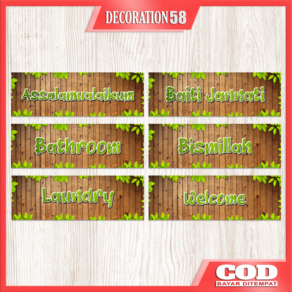 Wall Decor Art Poster Hiasan Pajangan Dinding Gantungan Pintu Rumah Poster Kayu Tulisan Assalamualai