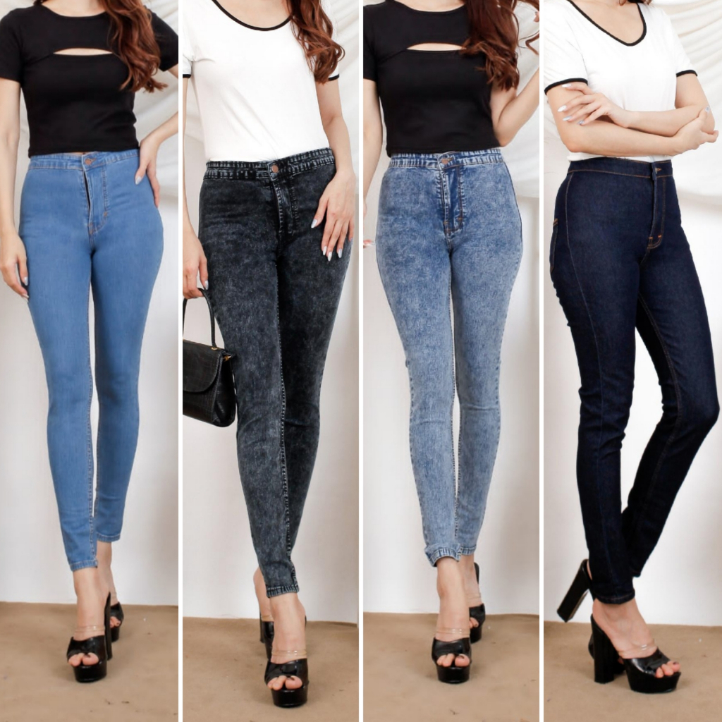 [SIZE 27-38] GINA Highwaist Jeans - 4 WARNA  / Celana Jeans Small Cut Skinny Bigsize Jumbo