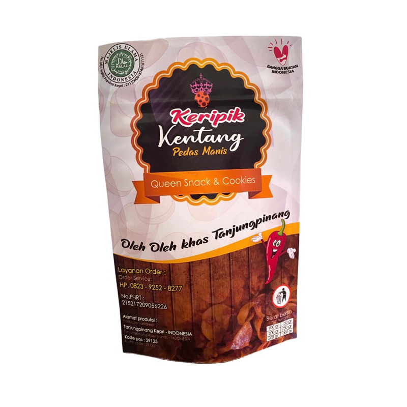 

Queen snack & cookies Keripik kentang pedas manis 100gr