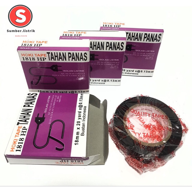 18*20Y Isolasi Listrik pvc hitam Tahan panas HOKI TAPE / Isolasi Instalasi Listrik Hitam 20 Yard Garansi