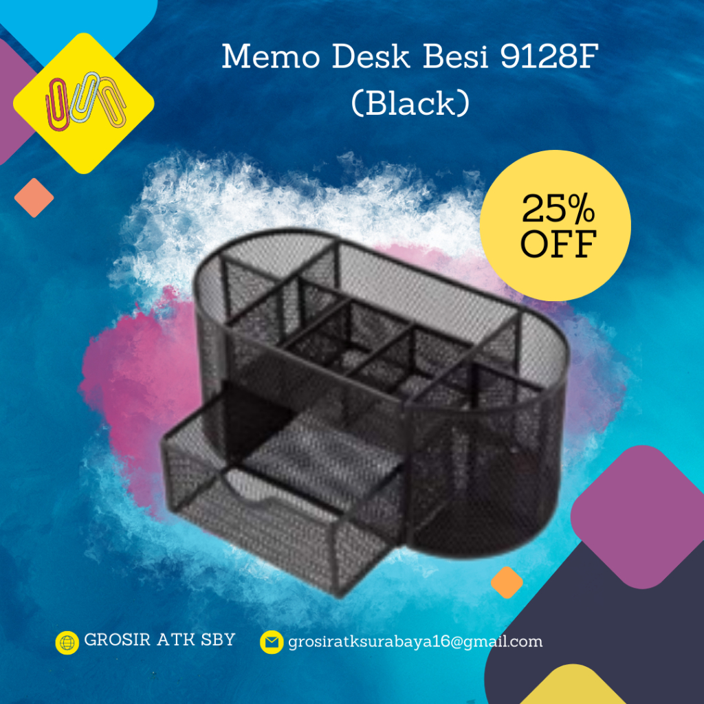 

Memo Desk / Tempat Pensil Type 9128F Besi Warna Hitam